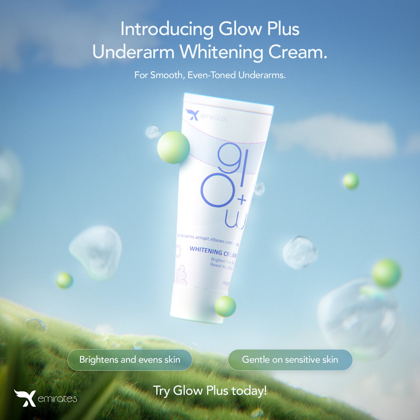 GLOW + UNDERARMS ARMPPIT ELBOWS UNDERLEGS WHITENING CREAM